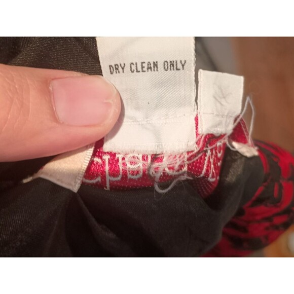 Vintage Richard Warren Silk Peplum Button Long Sleeve Floral Red Top Size 10 - Picture 3 of 9